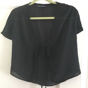 Brandy Melville sheer tie front blouse, black